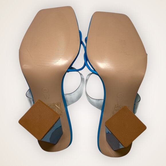 PrettyLittleThing Women’s 6 Blue Clear Strap Block Heel - Picture 7 of 7